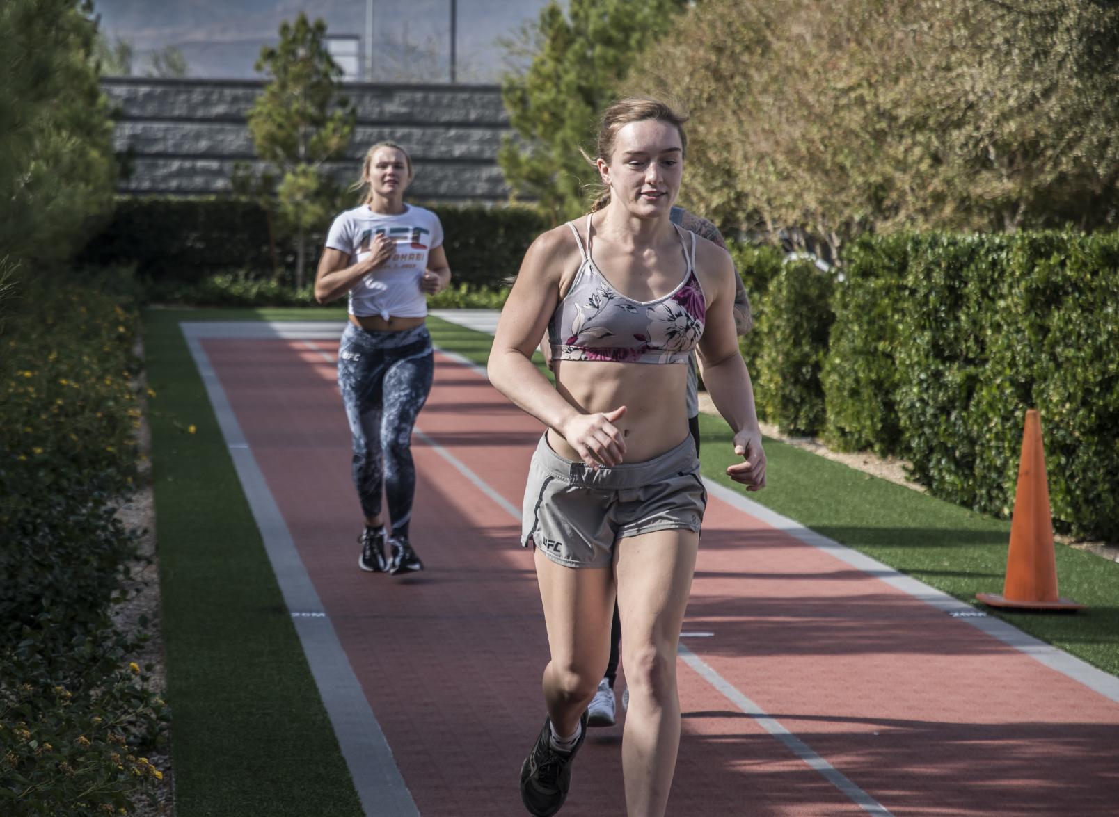Aspen Ladd and Andrea Lee training at the UFC Performance Institute November 2019
