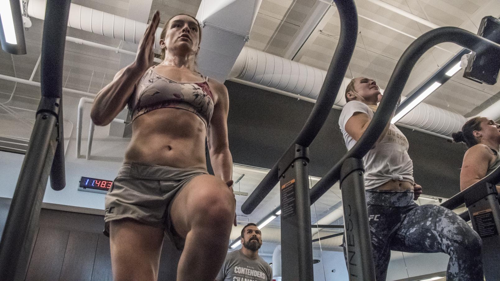Aspen Ladd and Andrea Lee training at the UFC Performance Institute November 2019