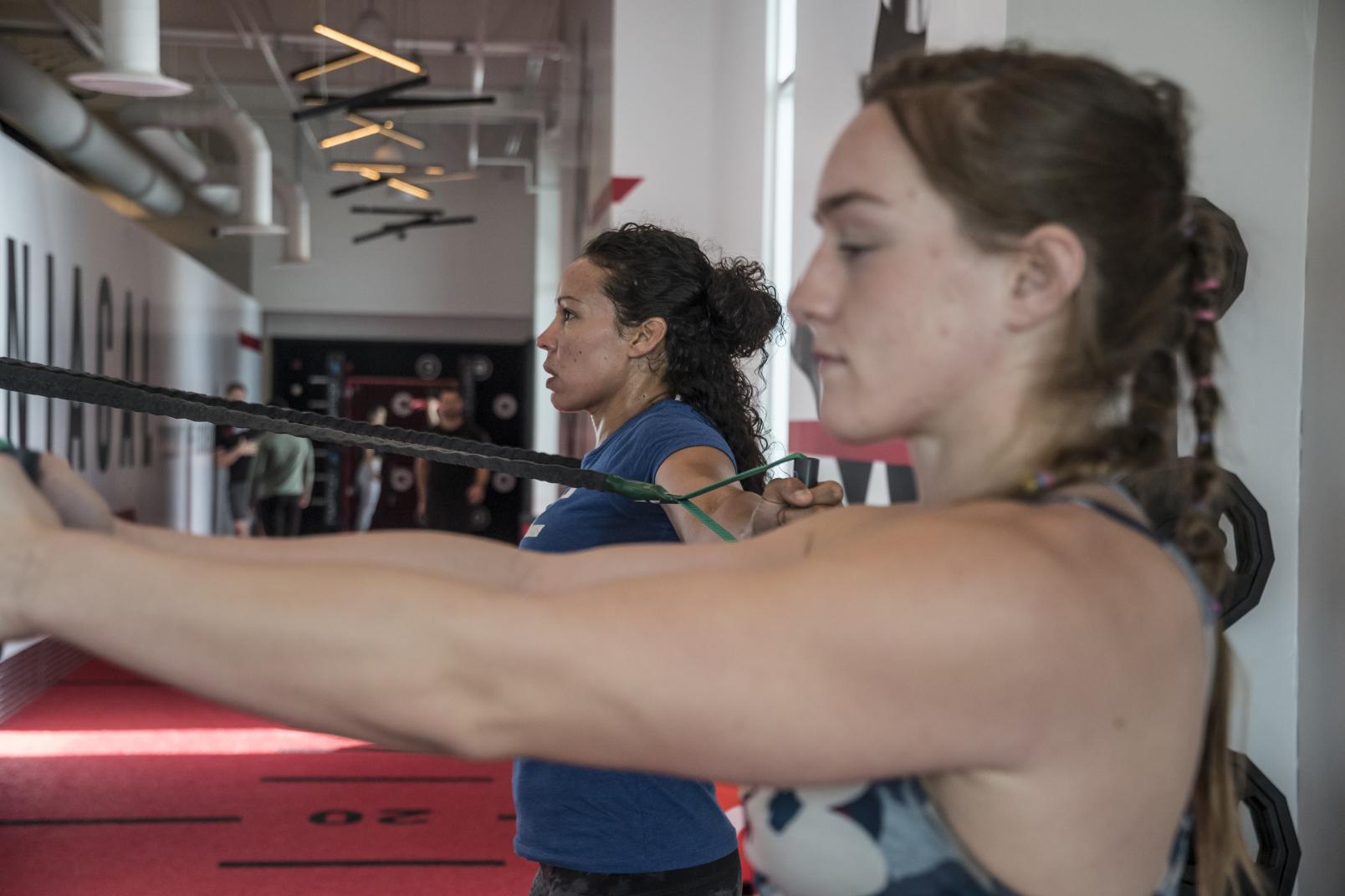 Aspen Ladd and Marion Reneau training at the UFC Performance Institute November 2019