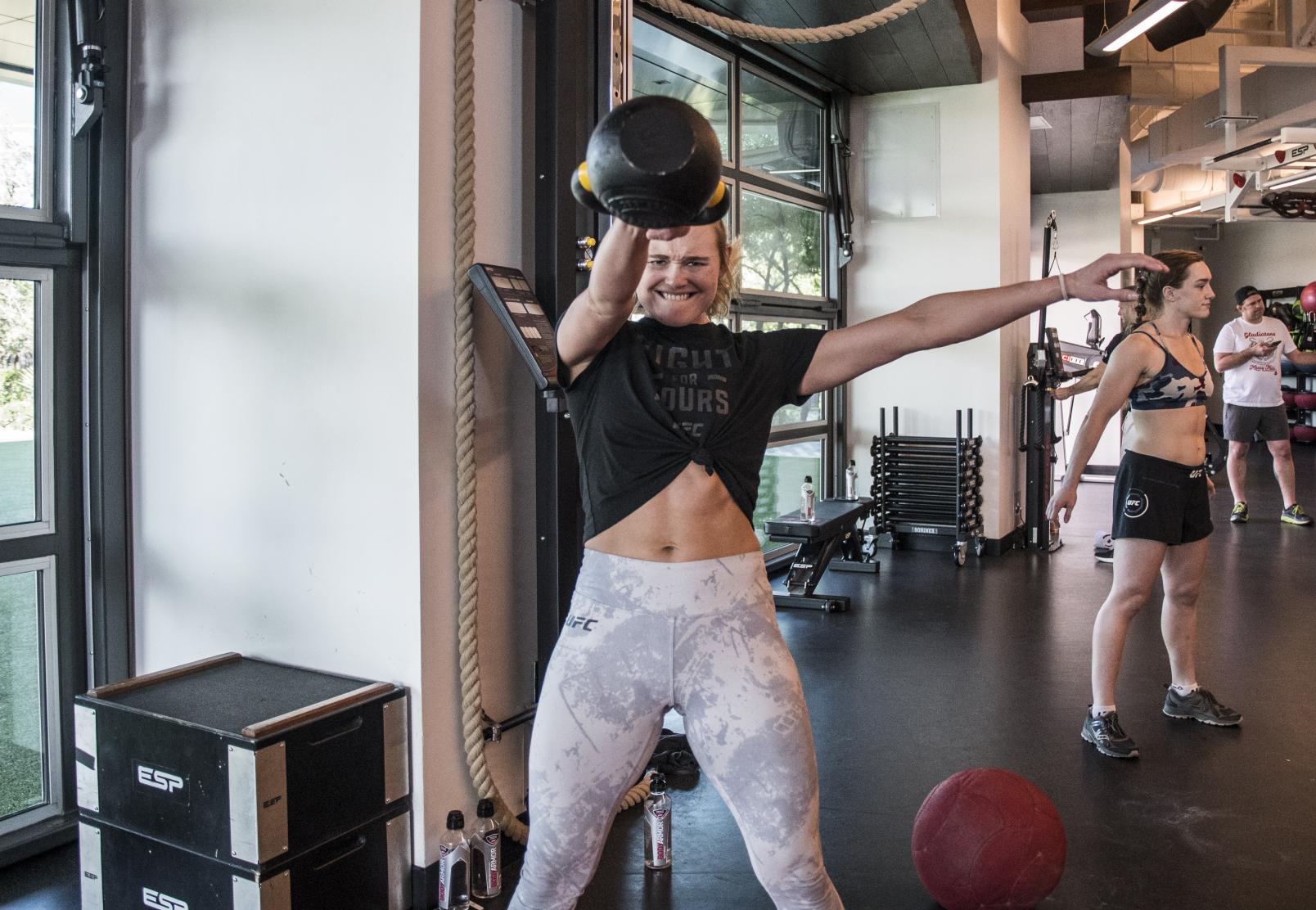 Aspen Ladd, Andrea Lee and Marion Reneau training at the UFC Performance Institute November 2019