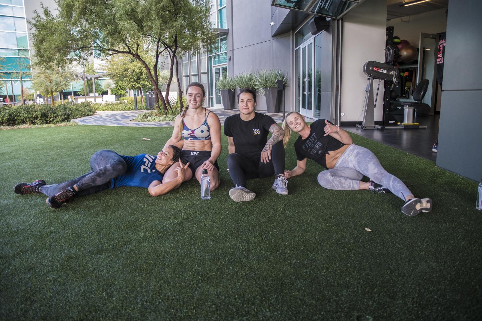 Aspen Ladd, Andrea Lee and Marion Reneau training at the UFC Performance Institute November 2019