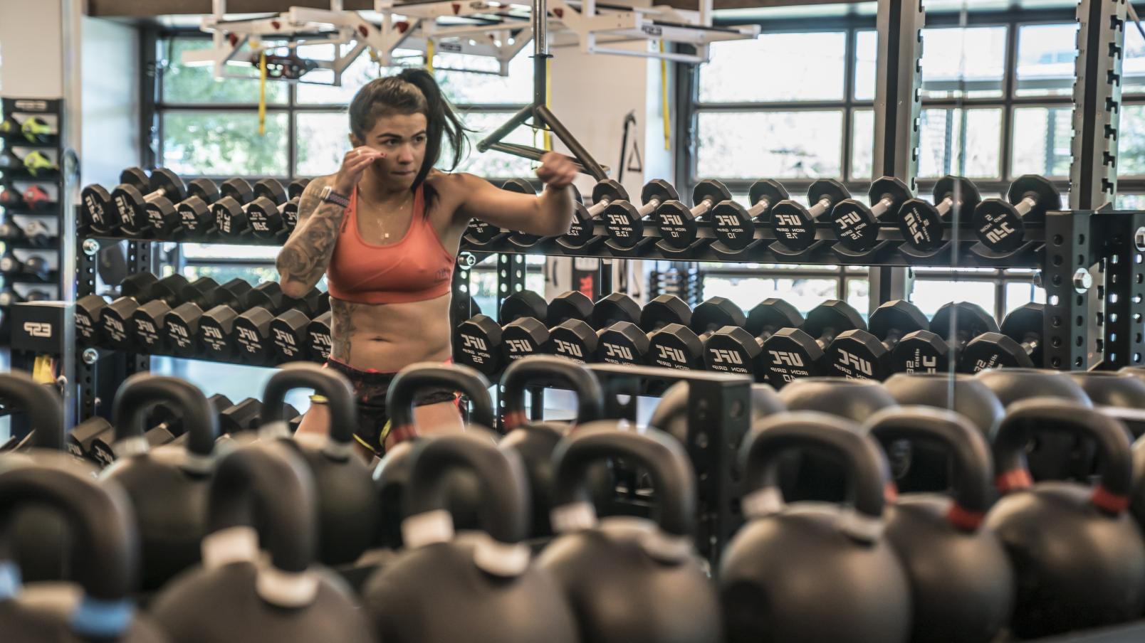 UFC 246 Claudia Gadelha strength and conditioning session at the UFC Performance Institute