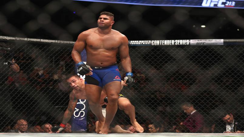 LAS VEGAS, NV - JULY 08: (R-L) Alistair Overeem of the Netherlands heads to his corner after facing Fabricio Werdum of Brazil in their heavyweight bout during the UFC 213 event at T-Mobile Arena on July 8, 2017 in Las Vegas, Nevada. (Photo by Christian Petersen/Zuffa LLC/Zuffa LLC via Getty Images)