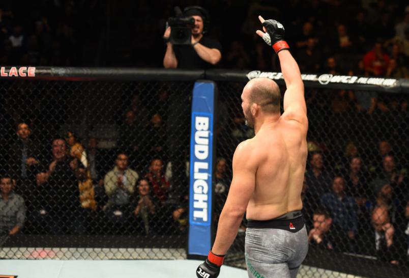 WINNIPEG, CANADA - DECEMBER 16: Glover Teixeira of Brazil celebrates his victory over Misha Cirkunov of Latvia in their light heavyweight bout during the UFC Fight Night event at Bell MTS Place on December 16, 2017 in Winnipeg, Manitoba, Canada. (Photo by Josh Hedges/Zuffa LLC/Zuffa LLC via Getty Images)