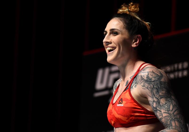 CHICAGO, ILLINOIS - JUNE 06: Megan Anderson of Australia works out for fans and media during the UFC 225 Open Workouts at the Chicago Theatre on June 6, 2018 in Chicago, Illinois. (Photo by Josh Hedges/Zuffa LLC/Zuffa LLC via Getty Images)