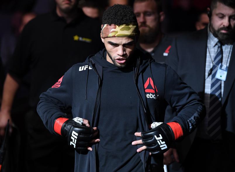 MONCTON, NB - OCTOBER 27: Te Edwards prepares to fight Don Madge of South Africa in their lightweight bout during the UFC Fight Night event inside Avenir Centre on October 27, 2018 in Moncton, New Brunswick, Canada. (Photo by Jeff Bottari/Zuffa LLC/Zuffa LLC via Getty Images)