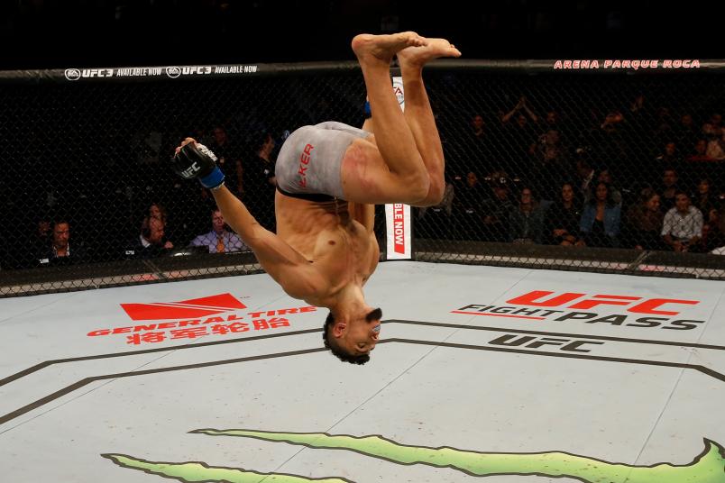 BUENOS AIRES, ARGENTINA - NOVEMBER 17: Johnny Walker of Brazil celebrates after defeating Khalil Rountree Jr. in their light heavyweight bout during the UFC Fight Night event inside Arena Parque Roca on November 17, 2018 in Buenos Aires, Argentina. (Photo by Alexandre Schneider/Zuffa LLC/Zuffa LLC via Getty Images)