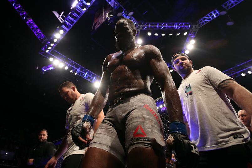 INGLEWOOD, CA - DECEMBER 29: Corey Anderson celebrates after defeating Ilir Latifi of Sweden in their light heavyweight bout during the UFC 232 event inside The Forum on December 29, 2018 in Inglewood, California. (Photo by Christian Petersen/Zuffa LLC/Zuffa LLC via Getty Images)