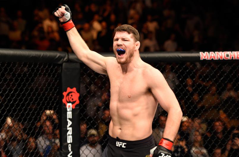 MANCHESTER, ENGLAND - OCTOBER 08: Michael Bisping of England enters the Octagon before facing Dan Henderson in their UFC middleweight championship bout during the UFC 204 Fight Night at the Manchester Evening News Arena on October 8, 2016 in Manchester, England. (Photo by Josh Hedges/Zuffa LLC/Zuffa LLC via Getty Images)