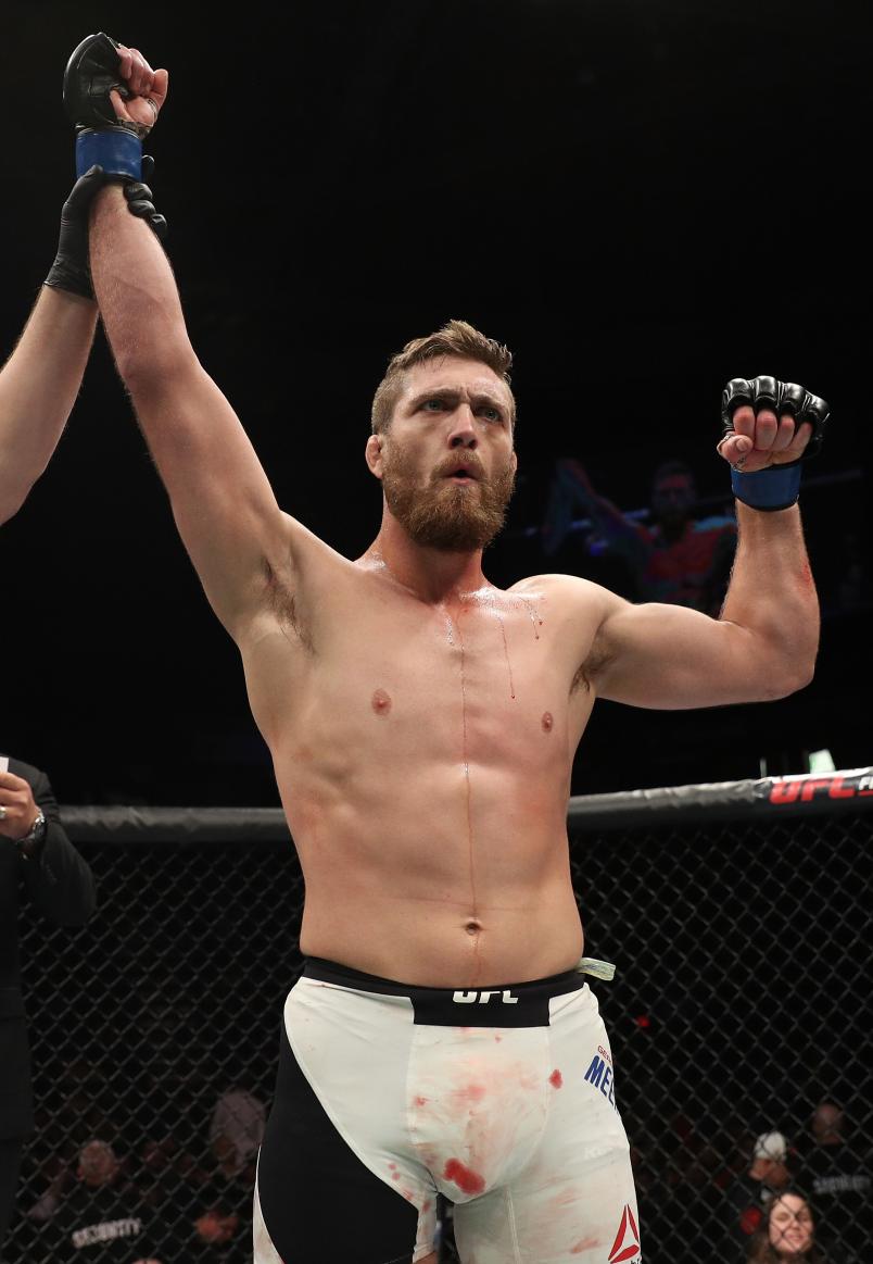 Gerald Meerschaert celebrates after his submission victory over Joe Gigliotti in their middleweight bout during the UFC Fight Night event at the Times Union Center on December 9, 2016 in Albany, New York. (Photo by Patrick Smith/Zuffa LLC/Zuffa LLC via Getty Images)