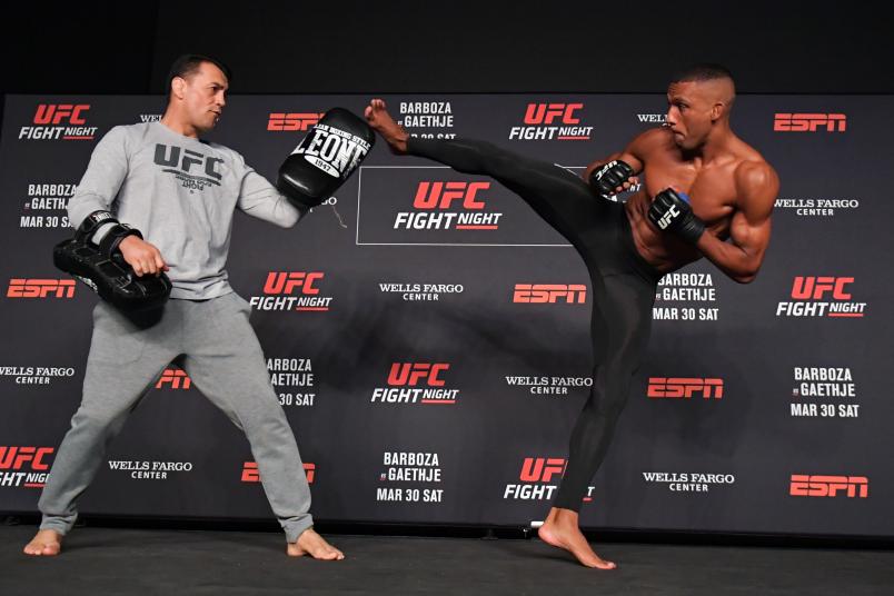 PHILADELPHIA, PA - MARCH 27: Edson Barboza works out prior to his lightweight fight against Justin Gaethje at 2300 Arena on March 27, 2019 in Philadelphia, Pennsylvania. (Photo by Drew Hallowell/Zuffa LLC/Zuffa LLC)