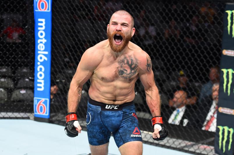 DALLAS, TX - SEPTEMBER 08: Jim Miller celebrates his submission victory over Alex White in their lightweight fight during the UFC 228 event at American Airlines Center on September 8, 2018 in Dallas, Texas. (Photo by Josh Hedges/Zuffa LLC/Zuffa LLC via Getty Images)