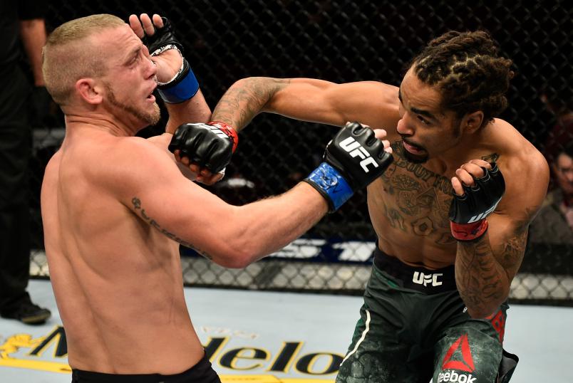 Roosevelt Roberts punches Darrell Horcher during The Ultimate Fighter Finale event inside The Pearl concert theater on November 30, 2018 in Las Vegas, Nevada. (Photo by Chris Unger/Zuffa LLC)