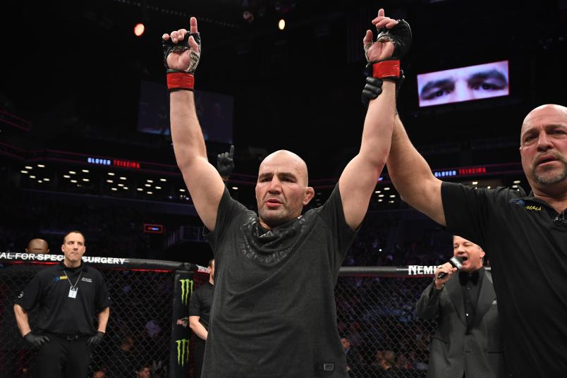 NEW YORK, NY - JANUARY 19: Glover Teixeira of Brazil celebrates his submission victory over Karl Roberson in their light heavyweight bout during the UFC Fight Night event at the Barclays Center on January 19, 2019 in the Brooklyn borough of New York City. (Photo by Josh Hedges/Zuffa LLC/Zuffa LLC via Getty Images)