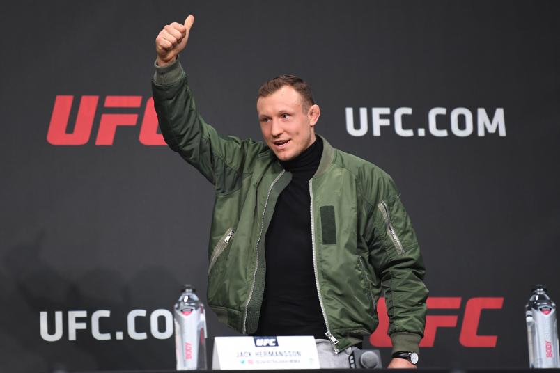ATLANTA, GA - APRIL 12: Jack Hermansson of Norway walks on stage during the UFC Seasonal Press Conference inside State Farm Arena on April 12, 2019 in Atlanta, Georgia. (Photo by Josh Hedges/Zuffa LLC/Zuffa LLC via Getty Images)
