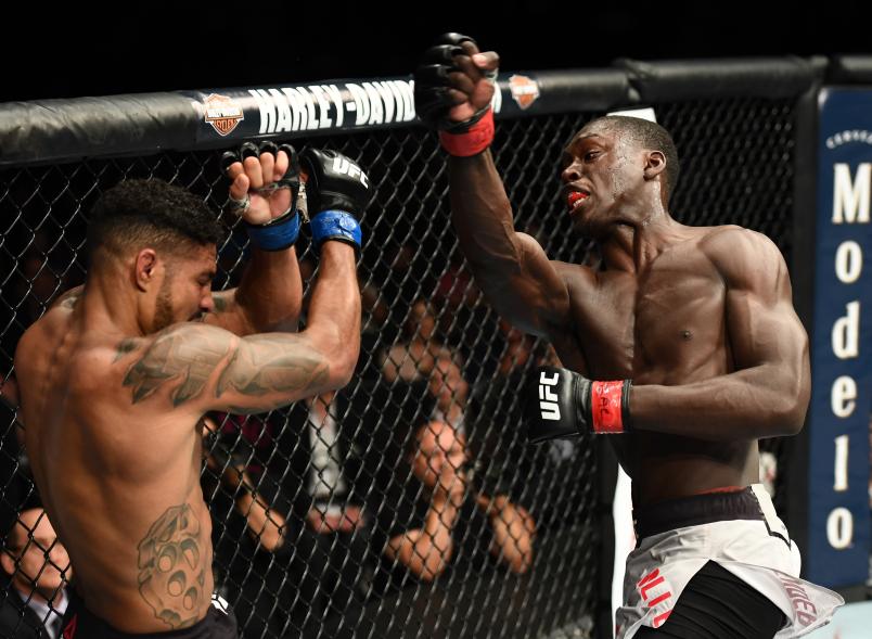 LAS VEGAS, NV - JULY 07: Curtis Millender punches Max Griffin in their welterweight fight during the UFC 226 event inside T-Mobile Arena on July 7, 2018 in Las Vegas, Nevada. (Photo by Josh Hedges/Zuffa LLC/Zuffa LLC via Getty Images)