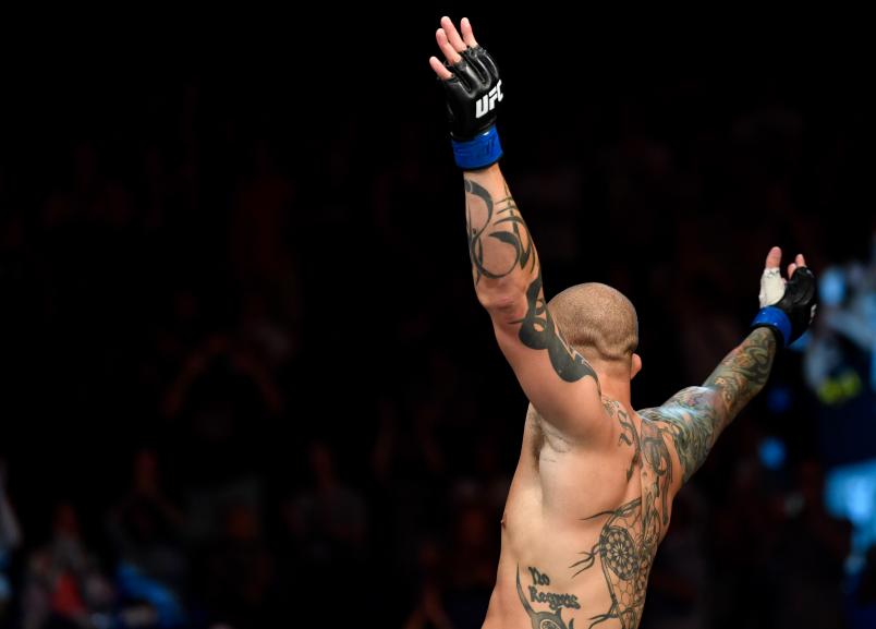 HAMBURG, GERMANY - JULY 22: Anthony Smith celebrates after his TKO victory over Mauricio Rua of Brazil in their light heavyweight bout during the UFC Fight Night at Barclaycard Arena on July 22, 2018 in Hamburg, Germany. (Photo by Jeff Bottari/Zuffa LLC/Zuffa LLC via Getty Images)