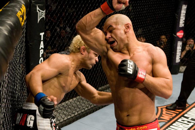 Thiago Alves (red shorts) def. Josh Koscheck (black shorts) - Unanimous Decision during the UFC 90 at Allstate Arena on October 25,2008 in Chicago, Illinois. (Photo by: Josh Hedges/Zuffa LLC)
