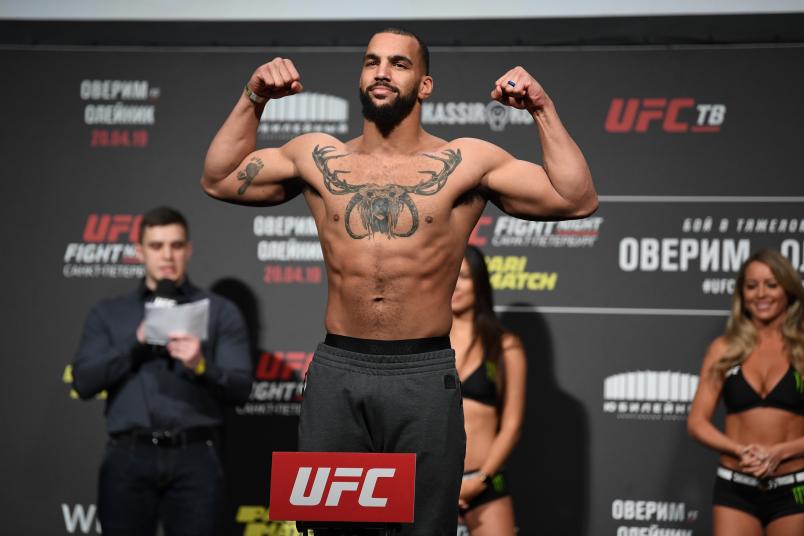 SAINT PETERSBURG, RUSSIA - APRIL 19: Devin Clark poses on the scale during the UFC Fight Night weigh-in at Yubileyny Sports Palace on April 19, 2019 in Saint Petersburg, Russia. (Photo by Jeff Bottari/Zuffa LLC/Zuffa LLC via Getty Images)