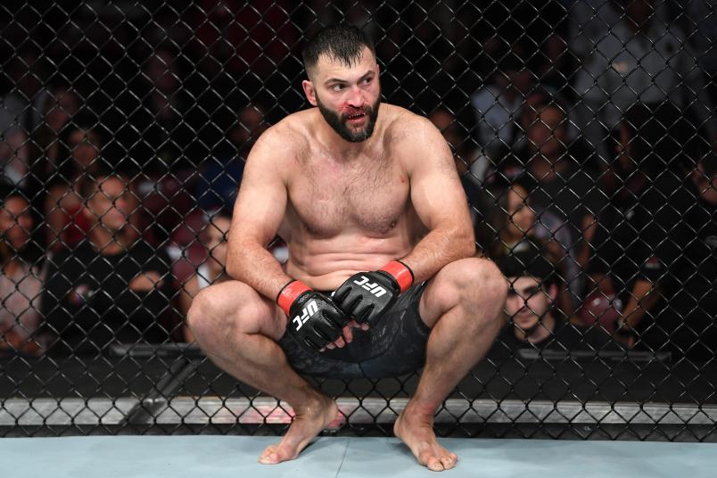SUNRISE, FL - APRIL 27: Andrei Arlovski of Belarus reacts after his heavyweight bout against Augusto Sakai of Brazil during the UFC Fight Night event at BB&T Center on April 27, 2019 in Sunrise, Florida. (Photo by Jeff Bottari/Zuffa LLC/Zuffa LLC via Getty Images)