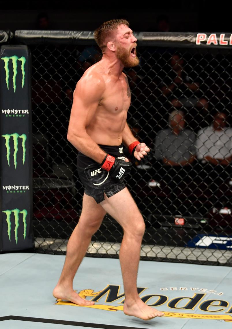 Gerald Meerschaert celebrates after his submission victory over Oskar Piechota of Poland in their middleweight bout during The Ultimate Fighter Finale event inside The Pearl concert theater at Palms Casino Resort on July 6, 2018 in Las Vegas, Nevada. (Photo by Jeff Bottari/Zuffa LLC)