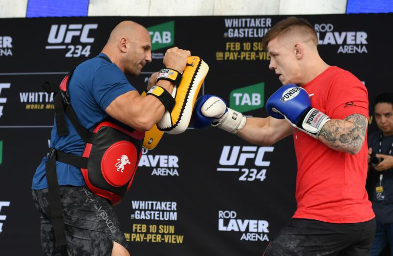 MELBOURNE, AUSTRALIA - FEBRUARY 07: Jimmy Crute of Australia during his UFC 234 workout session with coach Sam Greco at Federation Square on February 07, 2019 in Melbourne, Australia. (Photo by Vince Caligiuri/Zuffa LLC)