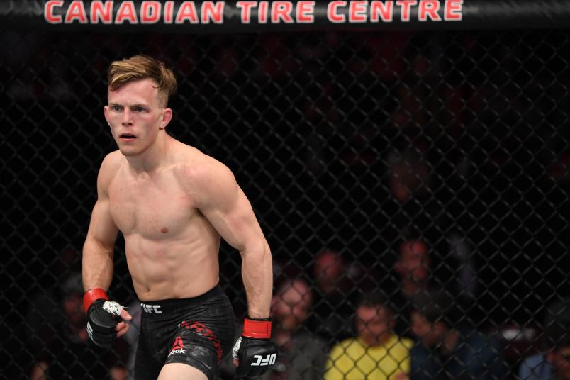 Brad Katona of Canada stands in his corner prior to the second round of his bantamweight bout against Merab Dvalishvili of Georgia during the UFC Fight Night event at Canadian Tire Centre on May 4, 2019 in Ottawa, Ontario, Canada. (Photo by Jeff Bottari/Zuffa LLC via Getty Images)