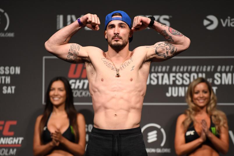 STOCKHOLM, SWEDEN - MAY 31: Danilo Belluardo of Italy poses on the scale during the UFC Fight Night weigh-in at Ericsson Globe on May 31, 2019 in Stockholm, Sweden. (Photo by Jeff Bottari/Zuffa LLC/Zuffa LLC via Getty Images)