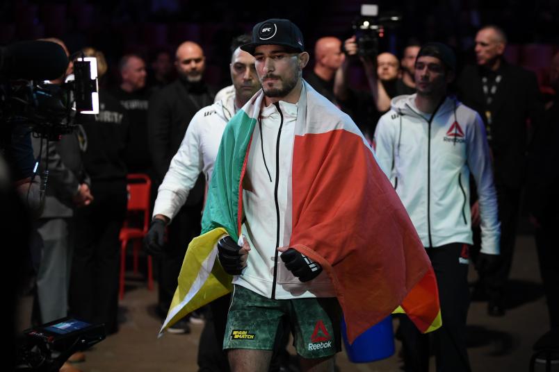 STOCKHOLM, SWEDEN - JUNE 01: Danilo Belluardo of Italy walks to the Octagon prior to his lightweight bout against Joel Alvarez of Spain during the UFC Fight Night event at Ericsson Globe on June 1, 2019 in Stockholm, Sweden. (Photo by Jeff Bottari/Zuffa LLC/Zuffa LLC via Getty Images)