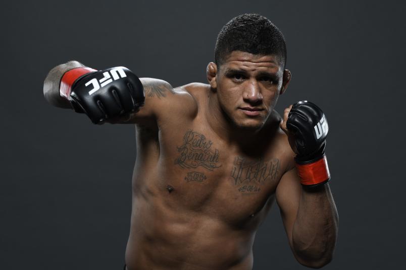 MONTEVIDEO, URUGUAY - AUGUST 10: Gilbert Burns of Brazil poses for a portrait backstage after his victory over Aleksei Kunchenko during the UFC Fight Night event at Antel Arena on August 10, 2019 in Montevideo, Uruguay. (Photo by Mike Roach/Zuffa LLC/Zuffa LLC)