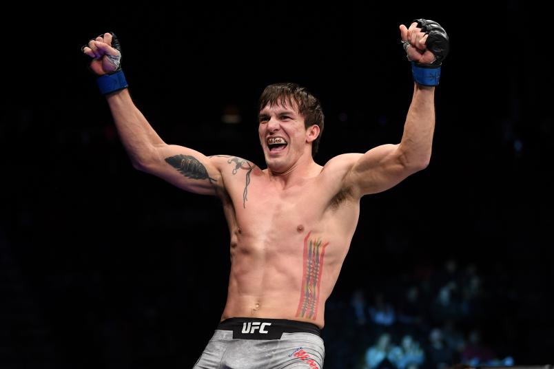 Chance Rencountre celebrates his submission victory over Kyle Stewart in their welterweight bout during the UFC Fight Night event at the Barclays Center on January 19, 2019 in the Brooklyn borough of New York City. (Photo by Josh Hedges/Zuffa LLC/Zuffa LLC via Getty Images)