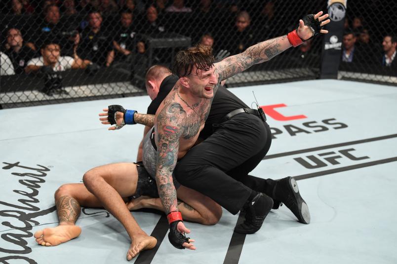 Gregor Gillespie celebrates his TKO victory over Yancy Medeiros in their lightweight bout during the UFC Fight Night event at the Barclays Center on January 19, 2019 in the Brooklyn borough of New York City. (Photo by Josh Hedges/Zuffa LLC/Zuffa LLC via Getty Images)