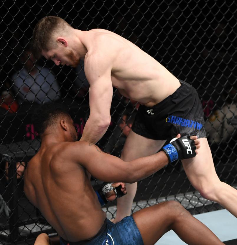 LAS VEGAS, NV - MARCH 02: Edmen Shahbazyan finishes Charles Byrd in their middleweight bout during the UFC 235 event at T-Mobile Arena on March 2, 2019 in Las Vegas, Nevada. (Photo by Jeff Bottari/Zuffa LLC/Zuffa LLC)