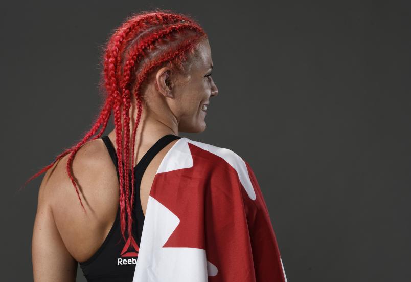 EDMONTON, ALBERTA - JULY 27: Gillian Robertson of Canada poses for a portrait backstage after her victory over Sarah Frota during the UFC 240 event at Rogers Place on July 27, 2019 in Edmonton, Alberta, Canada. (Photo by Mike Roach/Zuffa LLC/Zuffa LLC)