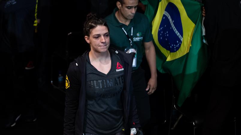 RIO DE JANEIRO, BRAZIL - MAY 12: Mackenzie Dern of the United States prepares to enter the Octagon before facing Raquel Pennington of the United States in their women's strawweigth bout during the UFC 224 event at Jeunesse Arena on May 12, 2018 in Rio de Janeiro, Brazil. (Photo by Buda Mendes/Zuffa LLC/Zuffa LLC)