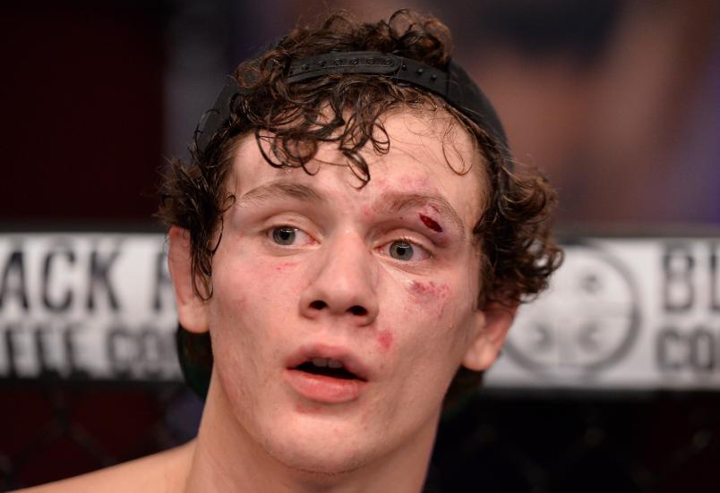 LAS VEGAS, NV - JULY 24: Chase Hooper reacts after the conclusion of his featherweight fight against Canaan Kawaihae during Dana White's Tuesday Night Contender Series at the TUF Gym on July 24, 2018 in Las Vegas, Nevada. (Photo by Chris Unger/DWTNCS LLC)