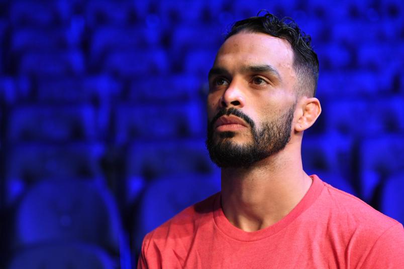 Rob Font waits backstage during the UFC Fight Night weigh-in at Fiserv Forum on December 14, 2018 in Milwaukee, Wisconsin. (Photo by Mike Roach/Zuffa LLC via Getty Images)