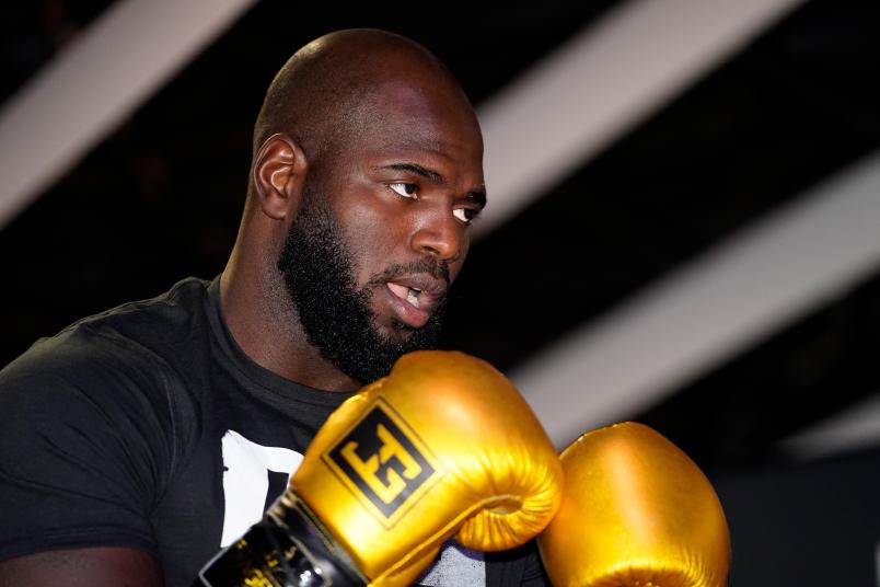 Jairzinho Rozenstruik of Suriname holds an open training session during the UFC Fight Night open workouts at Capital One Arena on December 4, 2019 in Washington, DC. (Photo by Jeff Bottari/Zuffa LLC via Getty Images)