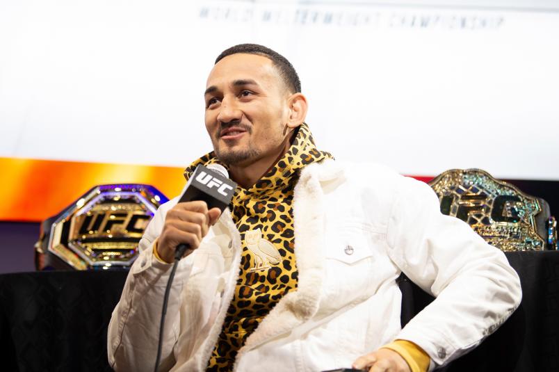 LAS VEGAS, NEVADA - DECEMBER 11: Max Holloway speaks to the media during the UFC 245 Athlete Panel at Level Up inside MGM Grand on December 11, 2019 in Las Vegas, Nevada. (Photo by Chris Unger/Zuffa LLC via Getty Images)