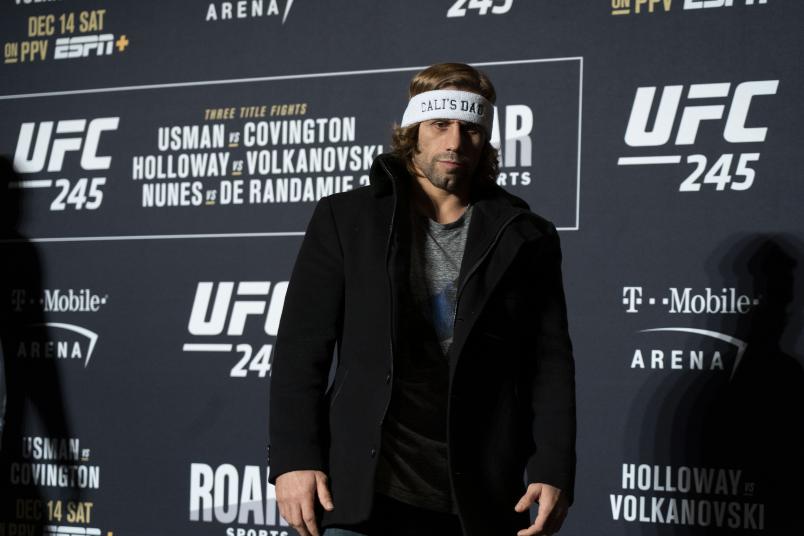 Urijah Faber speaks to the media during the UFC 245 Ultimate Media Day at the Red Rock Casino Resort on December 12, 2019 in Las Vegas, Nevada. (Photo by Jeff Bottari/Zuffa LLC via Getty Images)