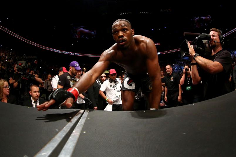 TORONTO, CANADA - SEPTEMBER 21: Jon 'Bones' Jones enters the Octagon prior to his fight against Alexander Gustafsson (not pictured) in their UFC light heavyweight championship bout at the Air Canada Center on September 21, 2013 in Toronto, Ontario, Canada. (Photo by Al Bello/Zuffa LLC/Zuffa LLC via Getty Images)
