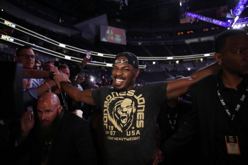 Jon Jones walks out of the arena following his win against Anthony Smith