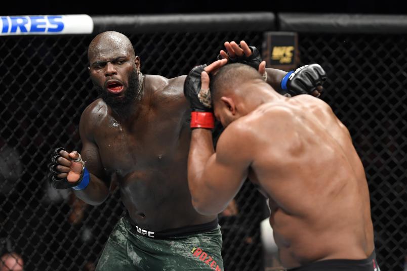 Jairzinho Rozenstruik of Suriname punches Alistair Overeem of Netherlands in their heavyweight bout during the UFC Fight Night