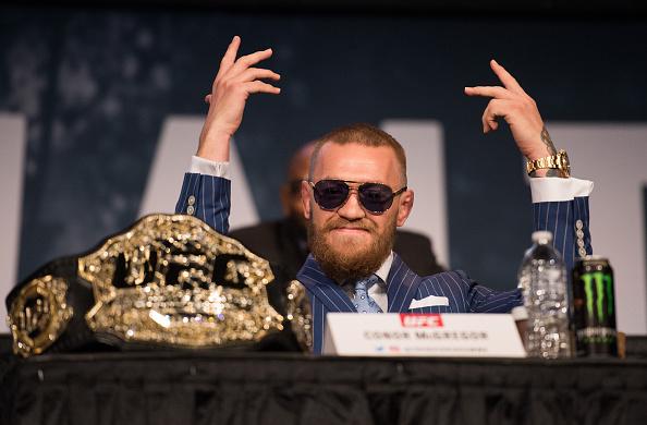 NEW YORK, NY - SEPTEMBER 27: UFC featherweight champion Conor McGregor interacts with the media and fans during the UFC 205 press event at Madison Square Garden on September 27, 2016 in New York City. (Photo by Brandon Magnus/Zuffa LLC/Zuffa LLC via Gett