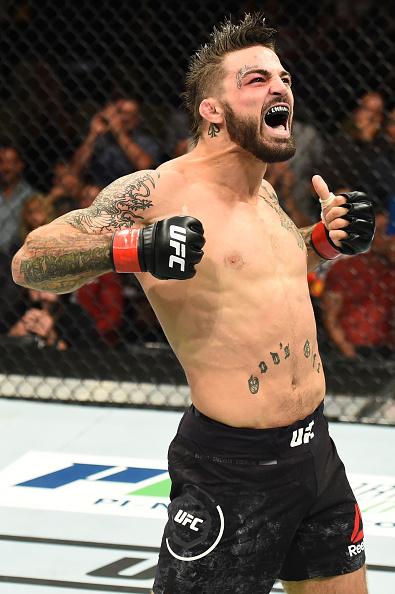 PITTSBURGH, PA - SEPTEMBER 16: Mike Perry celebrates after defeating Alex Reyes in their welterweight bout during the UFC Fight Night event inside the PPG Paints Arena on September 16, 2017 in Pittsburgh, Pennsylvania. (Photo by Josh Hedges/Zuffa LLC/Zuf