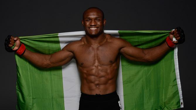 LAS VEGAS, NV - JULY 12: Kamaru Usman poses for a portrait backstage during the Ultimate Fighter Finale inside MGM Grand Garden Arena on July 12, 2015 in Las Vegas, Nevada. (Photo by Todd Lussier/Zuffa LLC/Zuffa LLC via Getty Images)