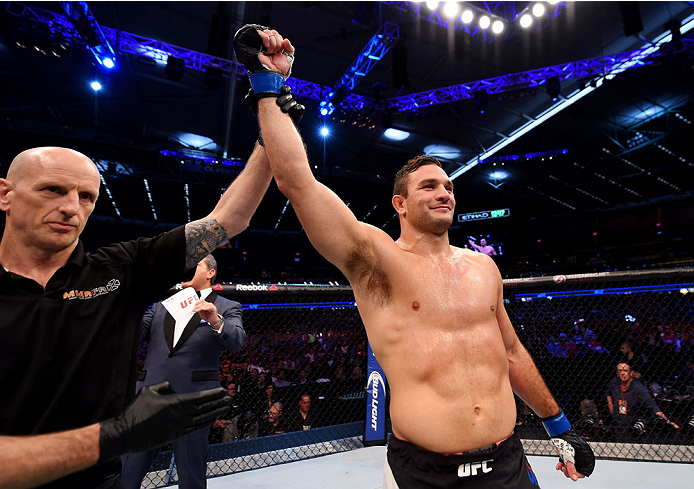 MELBOURNE, AUSTRALIA - NOVEMBER 15: Gian Villante celebrates his KO (punch) win over Anthony Perosh (not pictured) in round one of their light heavyweight bout during the UFC 193 event at Etihad Stadium on November 15, 2015 in Melbourne, Australia. (Pho