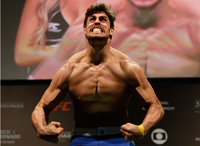 SAO PAULO, BRAZIL - MAY 30: Antonio Carlos Junior weighs in during the UFC Fight Night weigh-in at the Ginasio do Ibirapuera on May 30, 2014 in Sao Paulo, Brazil. (Photo by Josh Hedges/Zuffa LLC/Zuffa LLC via Getty Images)