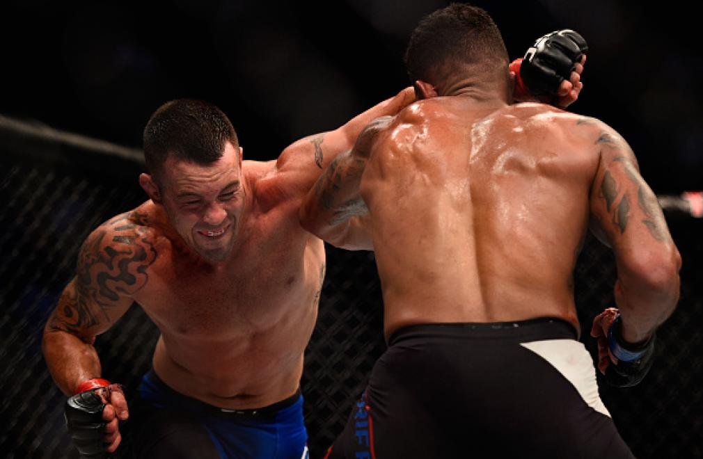LAS VEGAS, NV - AUGUST 20: Colby Covington fights Max Griffin in their welterweight bout during the UFC 202 event at T-Mobile Arena on August 20, 2016 in Las Vegas, Nevada. (Photo by Jeff Bottari/Zuffa LLC/Zuffa LLC via Getty Images)