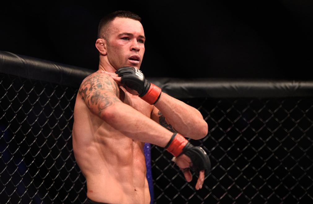 LAS VEGAS, NV - AUGUST 20: Colby Covington celebrates after defeating Max Griffin in their welterweight bout during the UFC 202 event at T-Mobile Arena on August 20, 2016 in Las Vegas, Nevada. (Photo by Jeff Bottari/Zuffa LLC/Zuffa LLC via Getty Images)